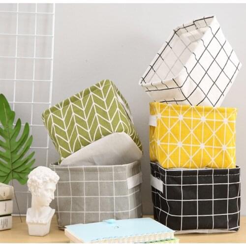 Nordic ins debris storage basket canvas Cotton linen small fresh pastoral fabric storage box Desktop organizer toy Cosmetic Book
