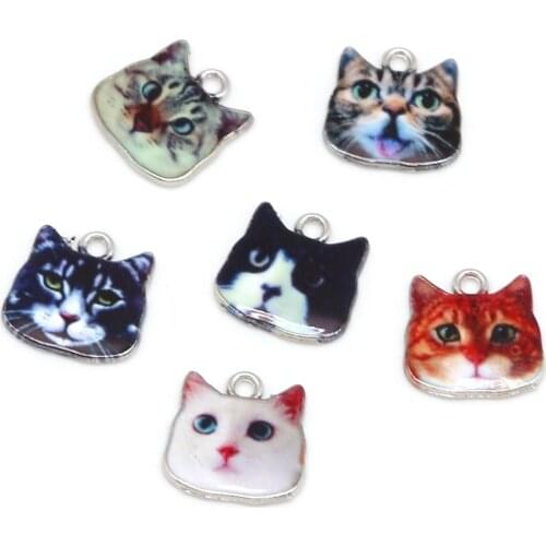 New Arrival Necklace Pendant Animals Cat Charms 2/6pcs 17x17mm Electroplating Plated Rhodium Used For Jewelry Accessories