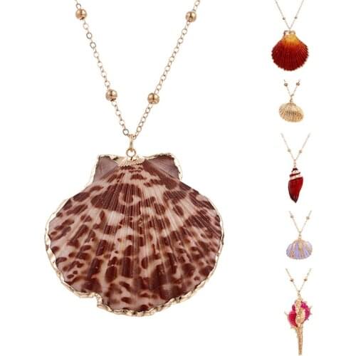 New Natural Shells Necklaces Seashell Clavicle Gold Chain Initial Choker For Women Boho Jewelry Sandy Beach Banquet Gifts