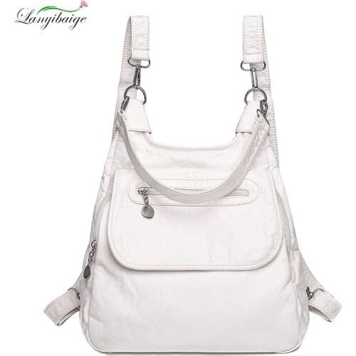 New style PU Ladies Backpack Leisure School Bags Small Travel Backpack Solid Color Single Shoulder Bag Lady Bags Retro Handbag