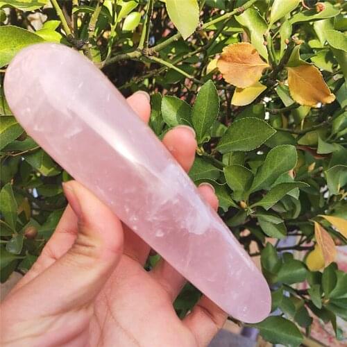 Natural rose quartz crystal wand Personality pink quartz massage stick Gemstone beauty bar Healing for women gift