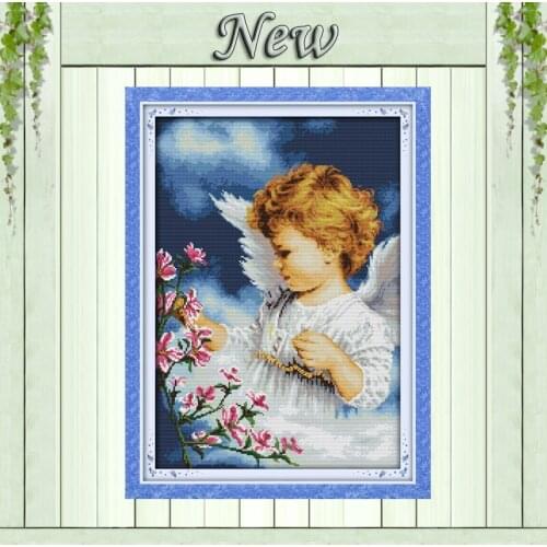 A lovely cherub girl Angel home wall Decor counted print on canvas DMC Cross Stitch kits 11CT 14CT needlework Set DIY embroidery