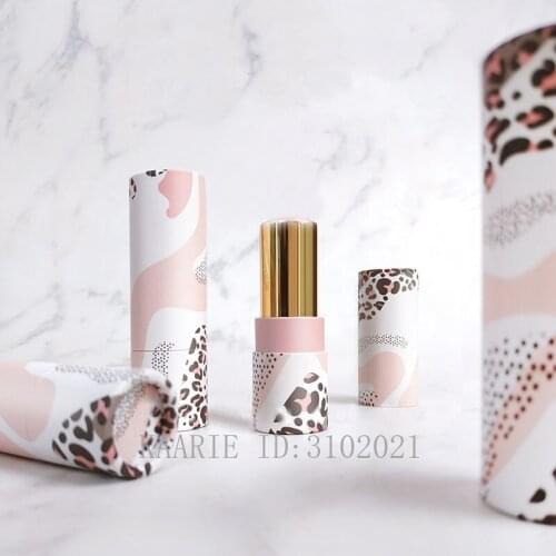 12.1mm Empty Kraft Paper Pink Beauty Makeup Tool Lip Balm Tube, Cosmetic Lipstick Refillable Bottle, Portable Lip Rouge Package