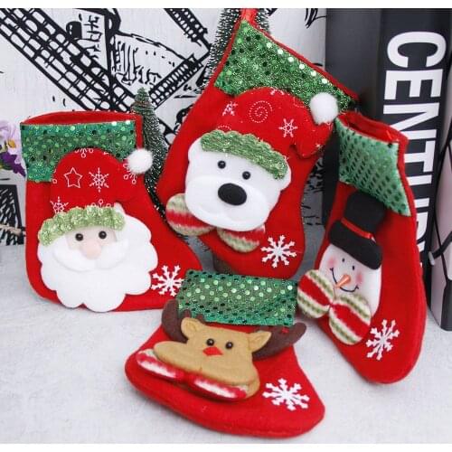 Christmas Santa Snowman Socks Cute Ornaments Festival Party Xmas Tree Hanging Decoration New Year