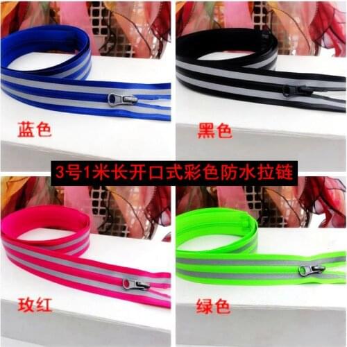 Reflective Waterproof Zipper with Stripe for Jacket Ski and Pocket Bag for Sewing Accessories