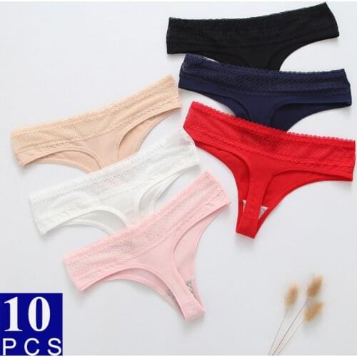 0.9/PC 10Pcs/Lot Lace Sexy Underwear Women Cotton Panties Seamless Panties Women Thong Tangas Women Sexy Stringi G String Femme