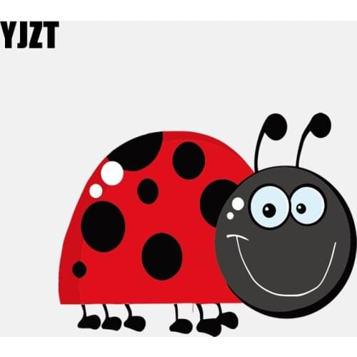 YJZT 13.3CM*7.2CM Fashion Smile Ladybug PVC Window Car Sticker 11-00845