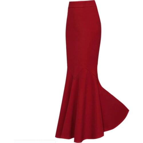 Plus size 3XL!autumn winter warm ol mermaid woolen skirt women high waist elastic ankle length trumpet skirt
