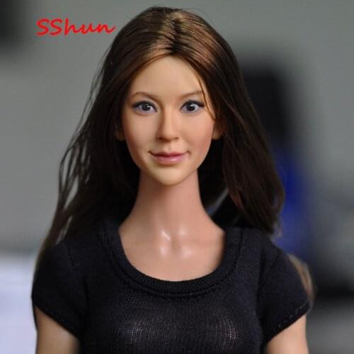 KM13-96 1/6 Female Soldier Head Carving Hair Planting Beauty Model Toy For 12'' Action Figure Body DIY Accessories