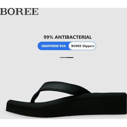 BOREE New Summer Women Flip flops Fashion Slope and Thick Sand Beach Slippers Deodorization Wedges Platform Outdoor Slippers