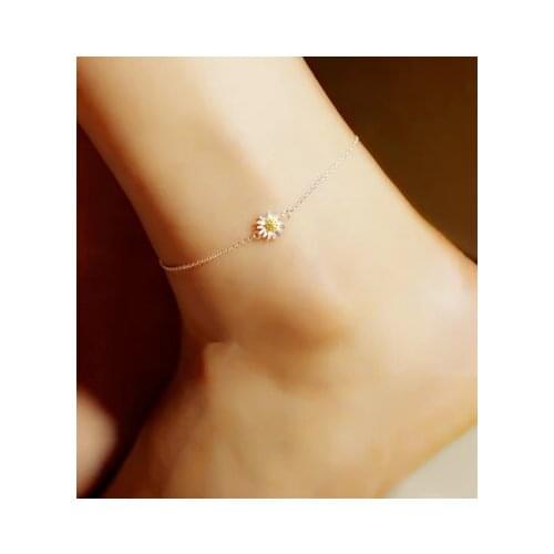 New 2016 Trendy Fashion Marguerite Design 925 Sterling Silver Female Anklets Jewelry Gift Hot Sell Wholesale