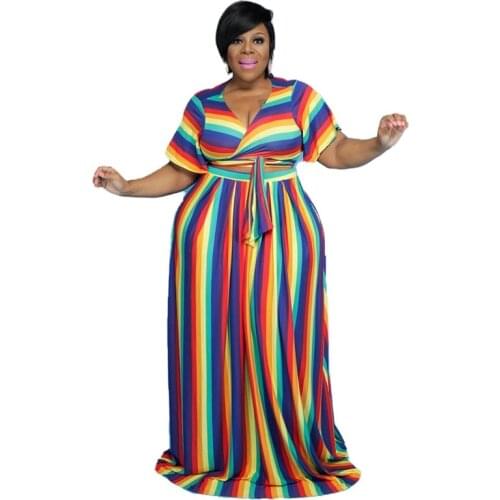 M-5XL Two Piece Set Skirts Sets Plus Size Clothing Women Wholesale Striped Print Elastic Waist Holiday Maxi Skirt Dropshipping