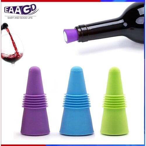 1Pcs Wine Stoppers Reusable Silicone Beverage Bottle Sealer Replacement with Grip Top for Cork to Keep the Wine Fresh
