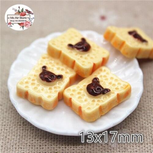 10pcs Resin bear bread Toast Flatback Cabochon Miniature food Art Supply Decoration Charm DIY Craft