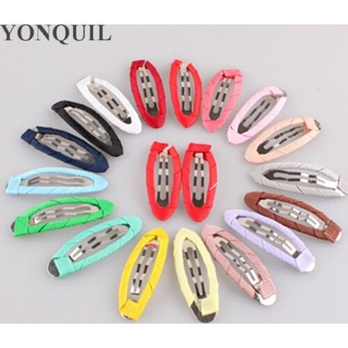 100Pcs/Lot Cute Children Hair Clips Great Candy Color Cloth Headwear Barrette Metal Clip Girls Hairpin nice DIY Hair Accessories
