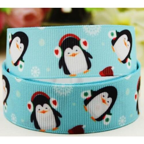 22mm 25mm 38mm 75mm Penguin Cartoon pattern printed Grosgrain Ribbon party decoration 10 Yards X-04095