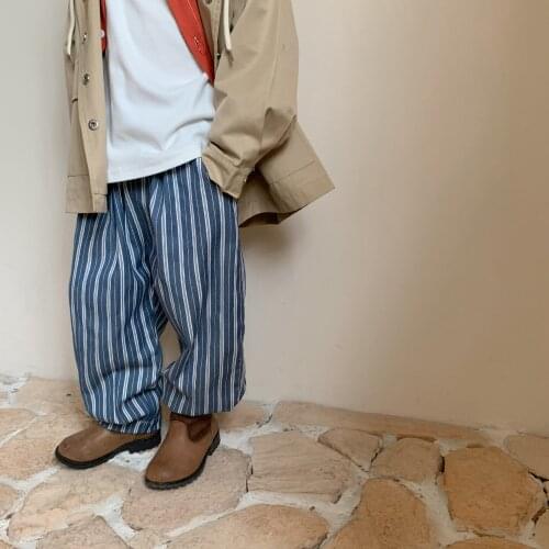 8367 Children Clothes Boys Striped Pants Autumn 2021 New Collection Pants Girls Casual Trousers Simple All Match Kids Pants