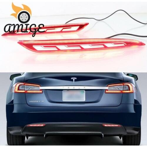 Car LED Rear Lights For Tesla Model S 2012 - 2019 2020 2021 Turn Signal Reflector Bumper Lamp Taillights Backup Brake Light