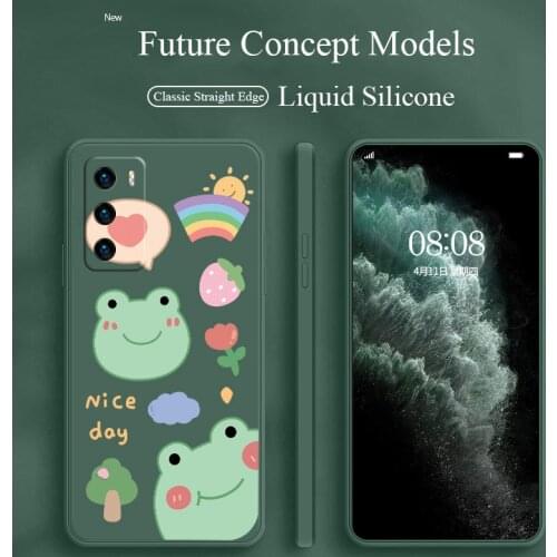 Rainbow Frog Phone Case For Huawei P40 P30 P20 Pro Lite Mate 40 30 20 Pro Lite P Smart 2021 Y7A Liquid Silicone Cover