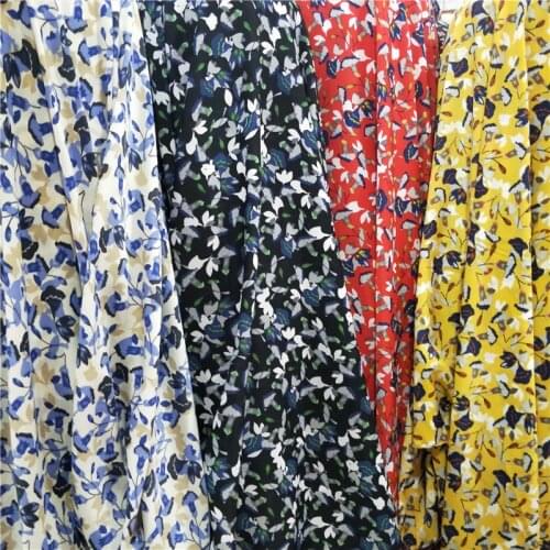 Flower Stretchy Chiffon Fabric Impervious Cloth Family Wear Dressing Shirt Trousers DIY Sewing Fabric