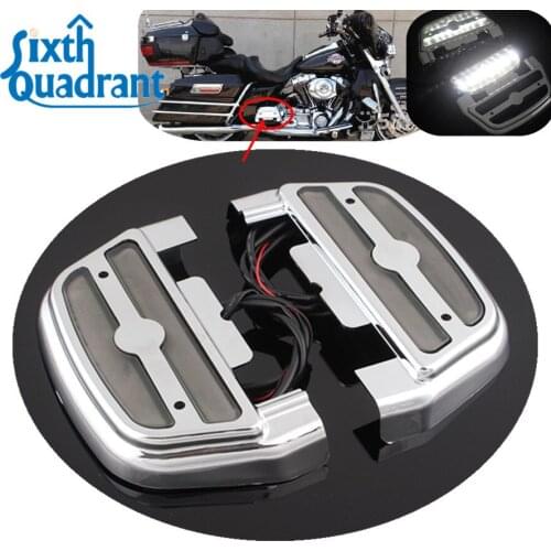 D-shape Electra Alo White LED Light Rear Footrest Passenger Floorboard Cover For Harley Touring Trike Softail Dyna Custom