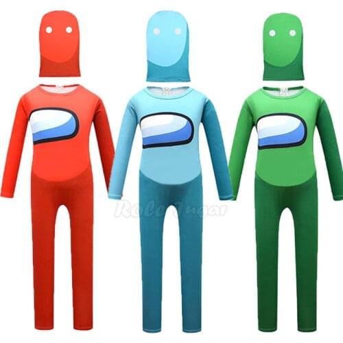 Kids Among Us Jumpsuit Cosplay Costume Boys Girls Anime Game Charactor Bodysuit Canival Performance Clothing C42M54
