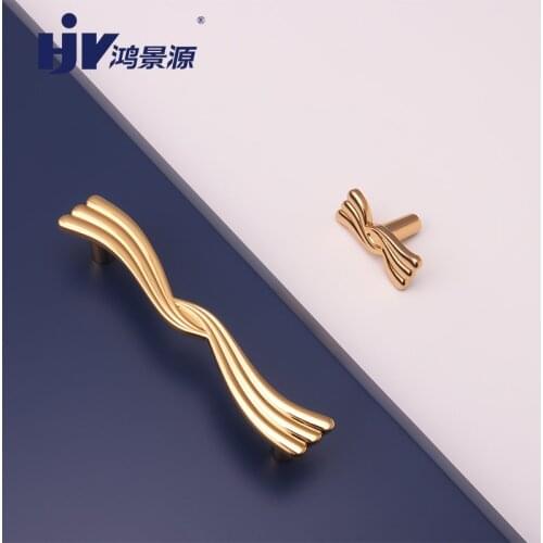 HJY European Gold Furniture Pull Modearn Cabinet Handles and Knob Beautiful Handle Drawer Cupboard Door Handle Hardware Z038