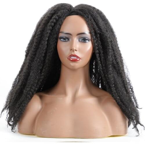 Short Hair Afro Kinky Curly Wigs With Bangs For Black Women African Synthetic Ombre Glueless Wigs High Temperature 18"