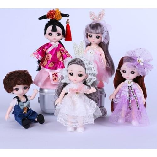New Bjd Doll 1/12 16 Cm 13 Movable Joint Mini Princess Doll Clothes Give Shoes Baby Fashion Dress Up Doll Girl Toy Boy DIY Gift