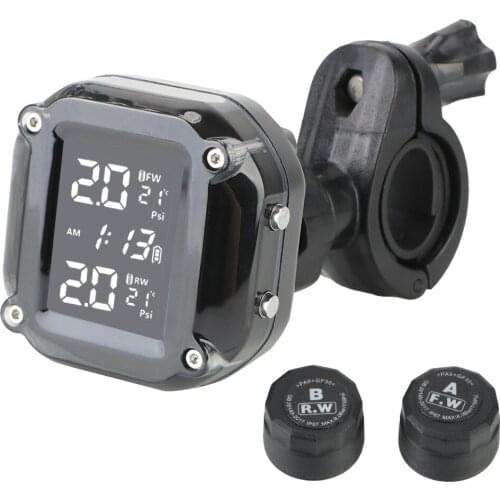 LEEPEE LCD Display With 2 External Sensors Motor Tire Pressure Monitoring Alarm System Motorcycle TPMS Tyre Temperature