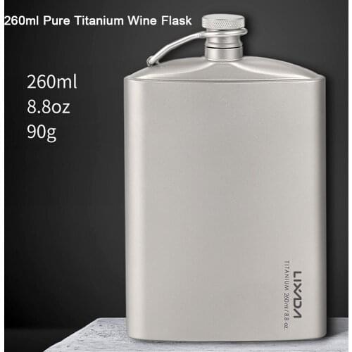 Lixada 260ml Leakproof Titanium Flask Alcohol Whisky Wine Pot Flagon with 2PCS Cup for Outdoor Camping Hiking Travel Picnic