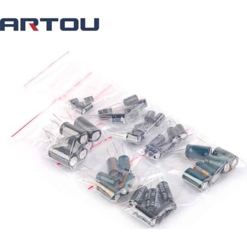 40PCS 8Values each 5pcs Aluminum electrolytic capacitors Assorted Kit 16V 220UF 470UF 680UF 1000UF 1500UF 2200UF 3300UF 4700UF