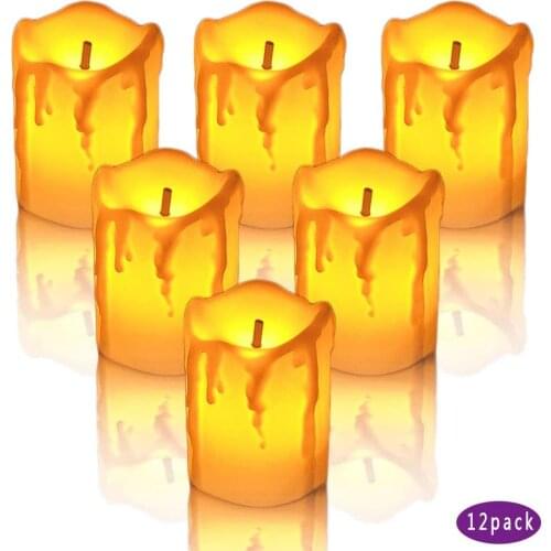 Flameless Candles,Battery Operated Tea Light Candle,LED Flameless Candle Drips on Side,Votive Candle Fake Candles for Decoration