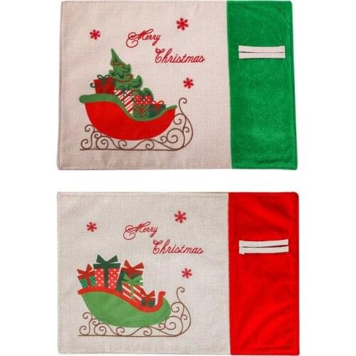 Merry Christmas Placemats Set of 4, with Gift Car Printed, Non-Slip Place Mats Washable Table Mats, 13 x 18 Inch