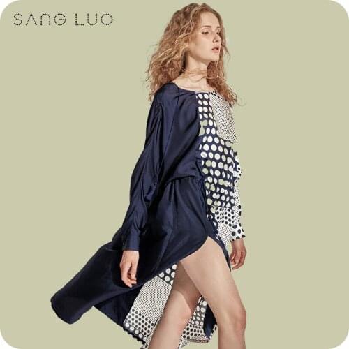 SANGLUO X BY FANG designer limited ROM mulberry silk nightgown household to take holiday wind cut wave point