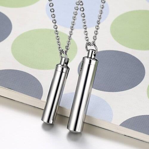 Fashion 2 Size Couple Perfume Bottle Silver Color Pendants Necklaces For Women Charm Men Necklace Lovers Jewelry Wholesale