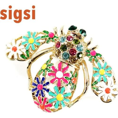 DHL free shipping 100pcs a lot 1.75W x 1 .75H inches Popular Colorful Enamel Hard-working Bumble Honey Bee Women Brooch Pin