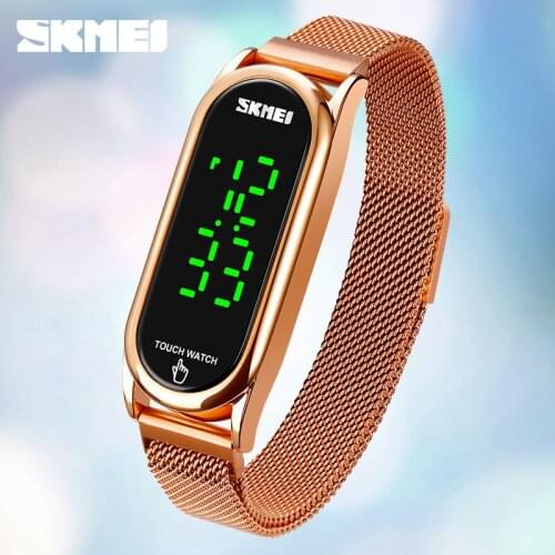 Luxury Womens Watch Fashion Electronic Watches Touch Screen Date Digital Clock Original Brand SKMEI Wristwatch Mesh Belt Hour
