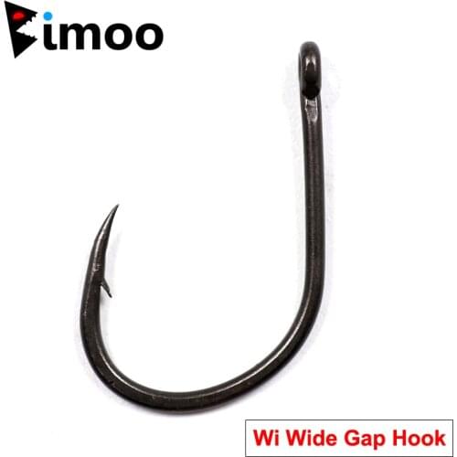 Bimoo 20pcs Coating Wide Cap Carp Hooks Beaked Point Carp Fishing Hook High Carbon Steel Strong Fish Hooks Matt Black