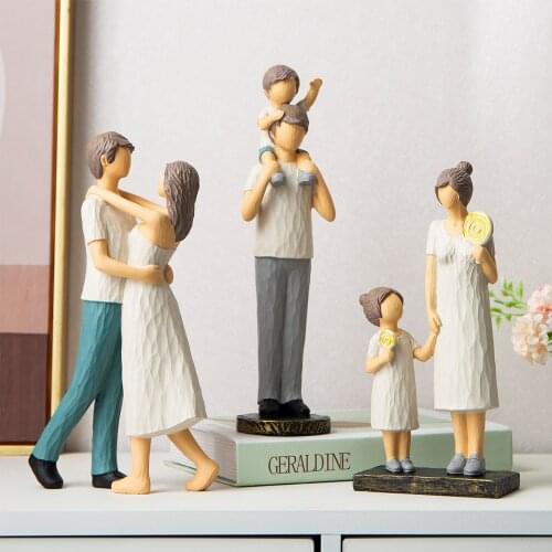 Nordic Family Model Figurines Home Decoration Accessories Resin Statues For Living Room Decor Lovely Sculpture Birthday Gifts