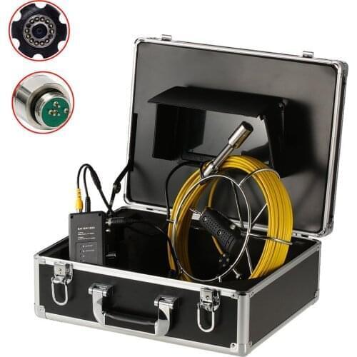 Push Rod 20M Fiberglass Cable Drain Sewer Pipeline Industrial Endoscope System 7" Screen With Waterproof HD 23MM Camera Head