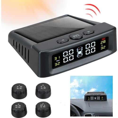 Smart Car TPMS Tyre Pressure Monitoring System Solar Power Digital LCD Display Auto Security Alarm Systems Tyre Pressure