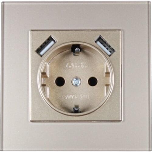 USB Wall Socket Free shipping Double USB Port 5V 2A Usb enchufes para pared prise high quality usb murale GOLD color F2-01JJ