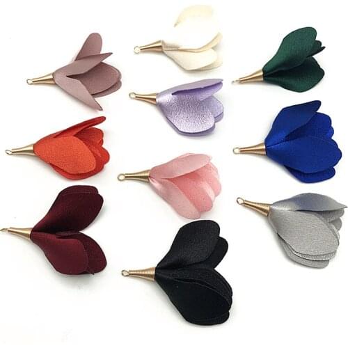 10pcs/bulk Vintage Cloth Flower Tassels Charms for Jewelry Making Tassels for Earrimgs Pompoms Flower Tassels Jewelry Making