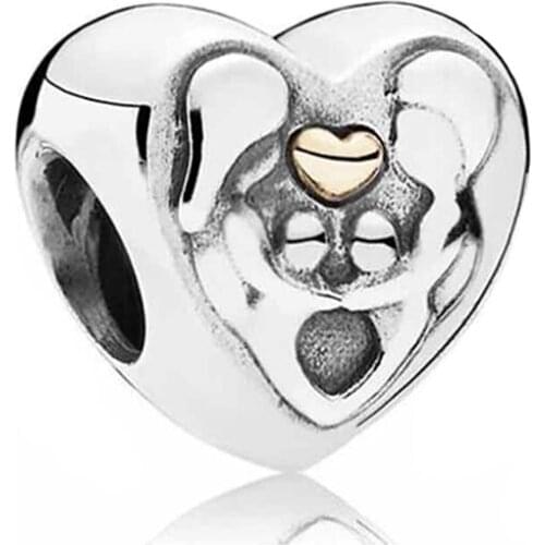 Authentic 925 Sterling Silver Bead Love Heart of Family Charm Fit Fashion Women Pandora Bracelet Bangle Gift DIY Jewelry