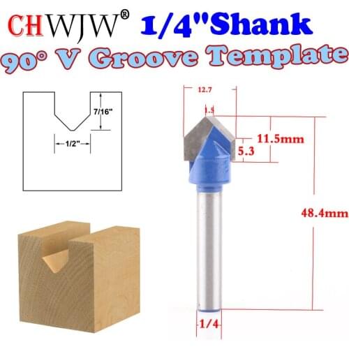 1pc 1/4" Shank 90 Degree V Groove Sign Lettering V-Groove V Grooving Router Bit - 1/2"x 11.5mm - Chwjw