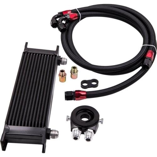 13 Row AN10 Oil Cooler w/ 3/4*16 & M20*1.5 Filter Adapter Hose Kit