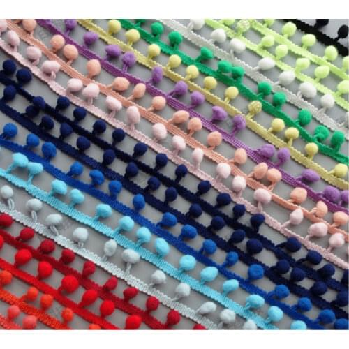 40 yards Pompom Trim Pom Pom Tassel Ball Fringe Ribbon DIY Apparel mini Ball Fringe Braid lace trimming for crafting sewing hats