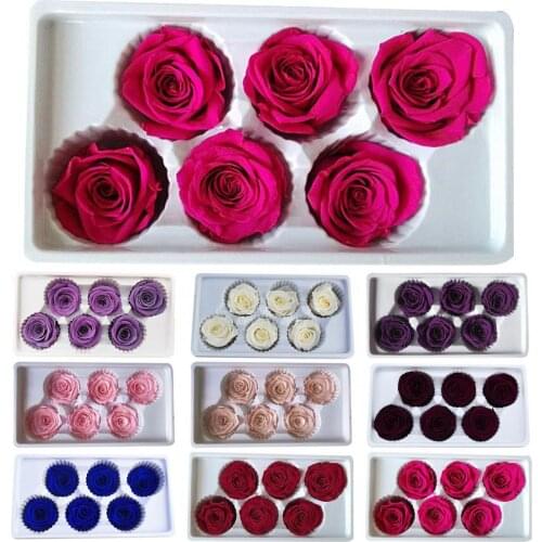 6Pcs/Set Immortal Rose Flower Birthday Valentines Gift Box DIY Crafts Home Decor