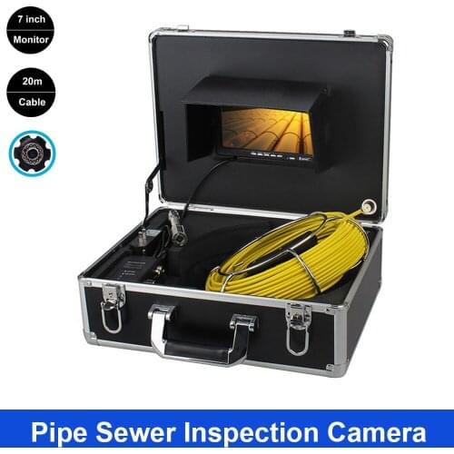 7"LCD Monitor 20m Cable Wall Drain Sewer Pipe Line Inspection Camera System With 12Pcs White LED Lights